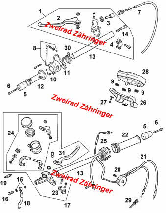 Ersatzteile Lenker Aprilia RS 125 Bj. 2006-2013