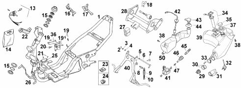 Ersatzteile Rahmen Aprilia SR 50 Ditech & Funmaster 2000-2004