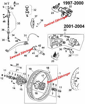 Ersatzteile Hinterrad Pegaso 650 Bj. 1997-2004