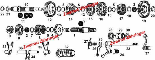 Ersatzteile Getriebe Aprilia-Rotax 123