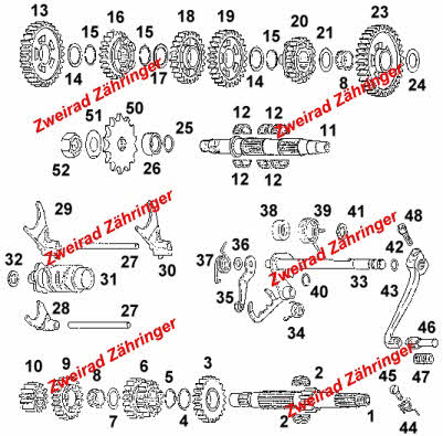 Getriebe Rotax Cross / GS 125 ccm