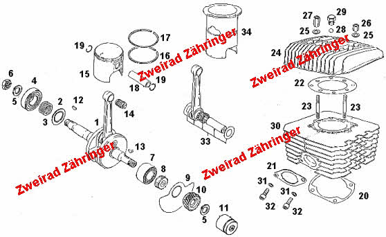 Ersatzteile Zylinder  Rotax-Trial